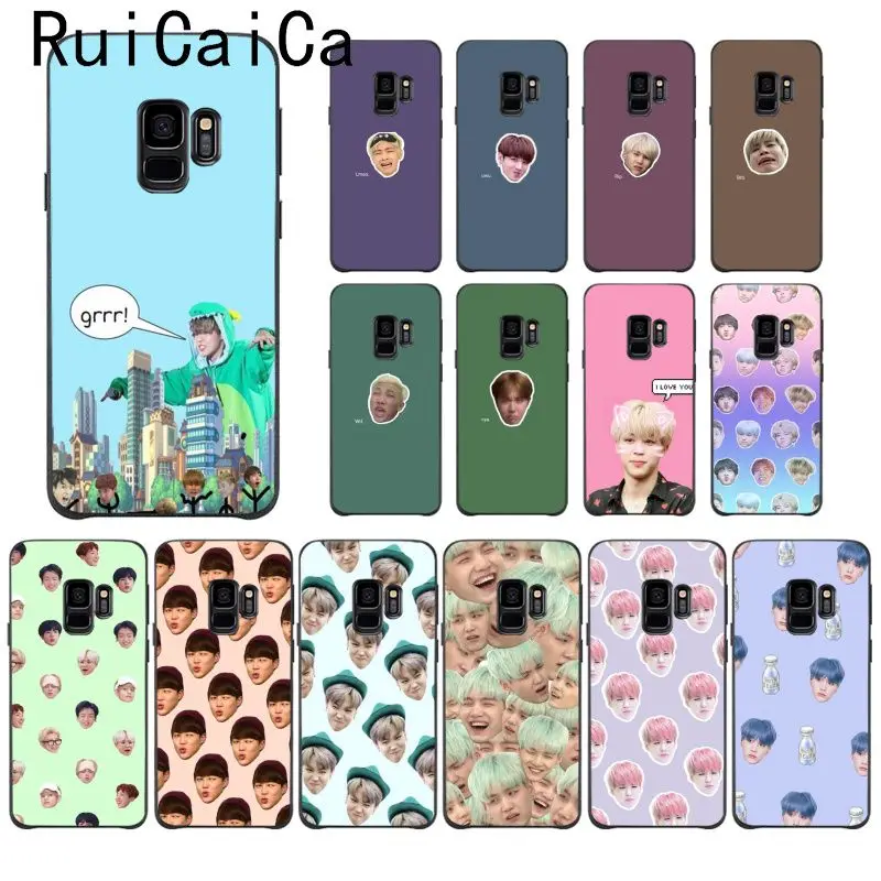 

Ruicaica KPOP Korea Boys Jimin Suga RM Cover Black Soft Shell Phone Case for Samsung Galaxy S8 S7 edge S6 edge plus S10 S9 case