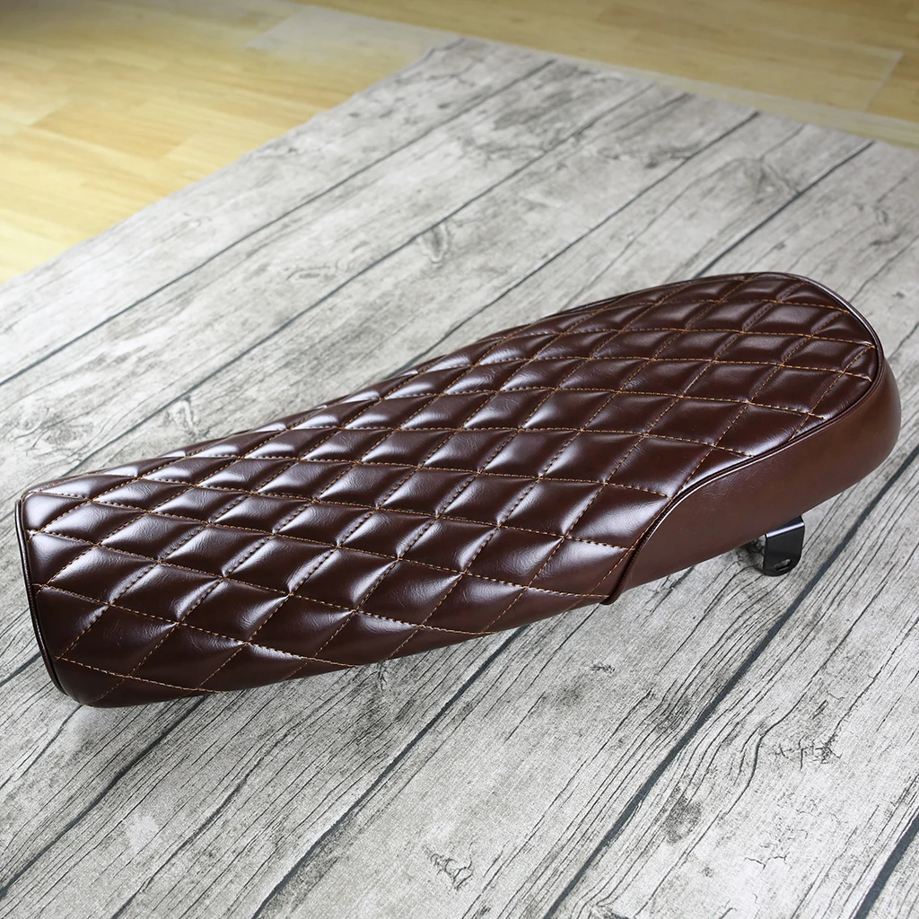 Brown Motorcycle Flat Brat, Styling Vintage Saddle Seat Cushion