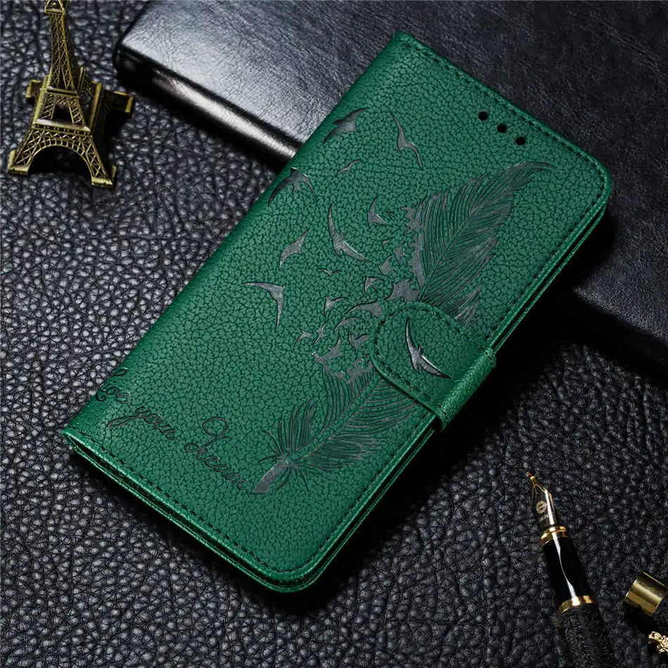 Green Чехол P30 Pro Cute Litchi для сумки huawei Y5 Y6 Pro Y9 Prime P20 Lite чехол с перьями для Honor 8S 8A 9X 10i 20 P Smart Z Plus E13G - Цвет: Green