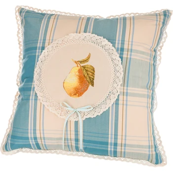 

Decorative pillow 47 * 47cm, frutta-pear cotton 100%, cell / blue p / linen