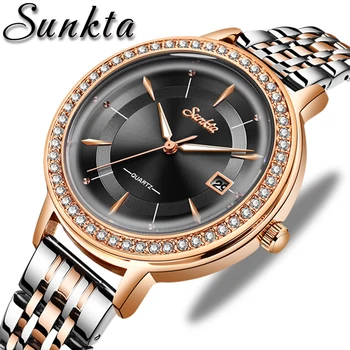 

Relogio Feminino 2020 SUNKTA Womens Watches Top Brand Luxury Casual Fashion Watch Ladies Waterproof Stainless Steel Quartz Clock
