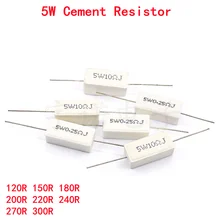 

10pcs 5W 5% Cement Resistor Power Resistance 120R 150R 180R 200R 220R 240R 270R 300R 120 150 180 200 220 240 270 300 ohm