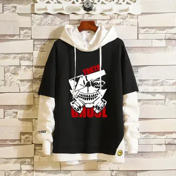 

Cartoon Anime Tokyo Ghoul Unisex Casual Hoodie Halloween Cosplay Costume Splicing Costume Fake Two Sweatshirts