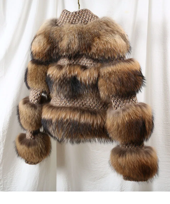 Зимняя куртка женская парка пальто из натурального меха енота шерстяное пальто куртка-бомбер Корейская уличная Новинка оверсайз