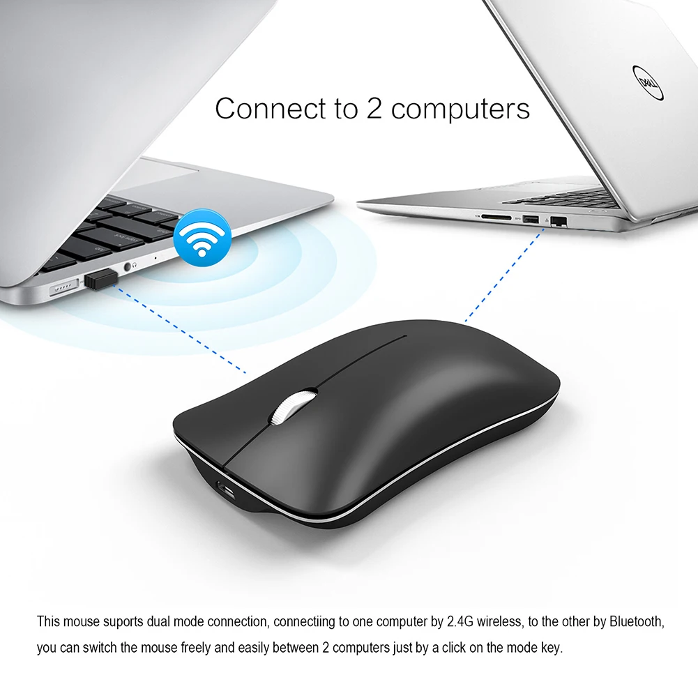 Портативный 2,4G двойной режим тонкий эргономичный минималистичный дизайн перезаряжаемый беспроводной Bluetooth компьютер ноутбук мышь