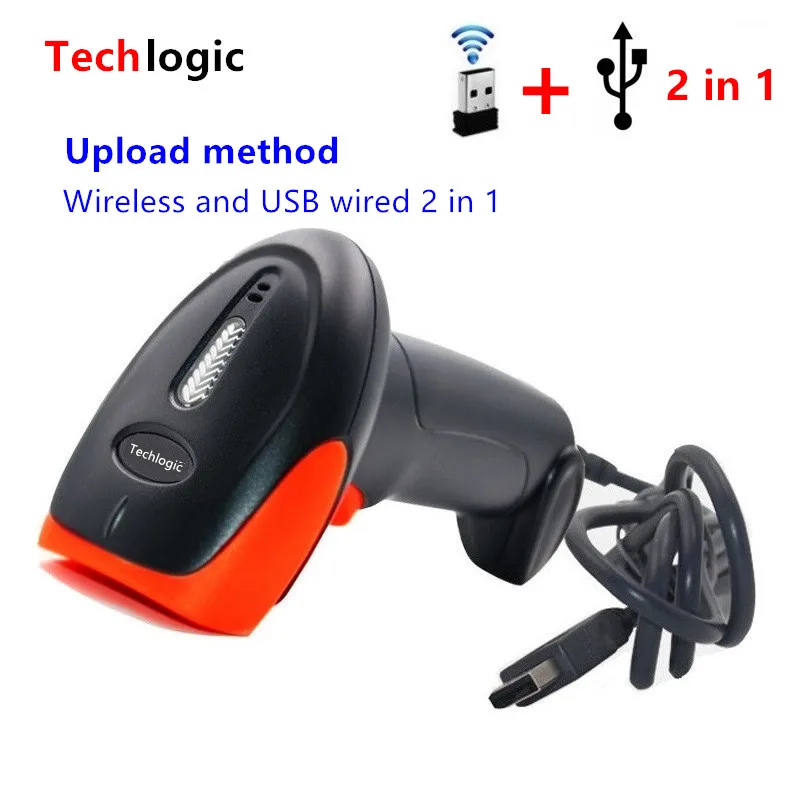 Techlogic Wireless Barcode Scanner High Scaned Speed CCD Red Light Bar Code Reader Handheld Bar Gun For POS and Inventory
