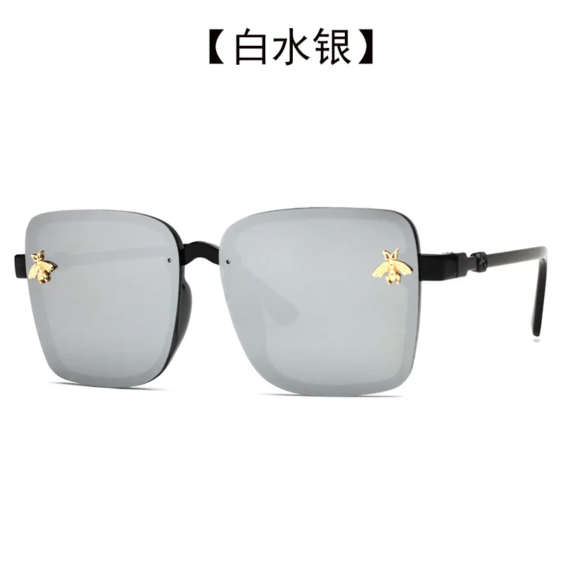 Мужские Винтажные Солнцезащитные очки с защелкой, маленькие квадратные солнцезащитные очки с Пчелой, мужские цветные солнечные очки с защитой от ультрафиолета, новые стильные мужские солнцезащитные очки - Цвет линз: Золотой