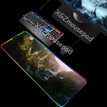 

XGZ Large RGB Gaming Mouse Pad Black Lock Edge Mountain Sunset Scenery Custom Student Computer Desk Mat Speed Rubber Non-slip