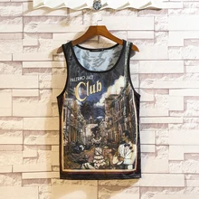 Лето, модные мужские топы для бодибилдинга, Шелковый жилет, хип-хоп фитнес, мужские повседневные 3D майки, топы размера плюс M-5XL, 6XL, 7XL, уличная одежда
