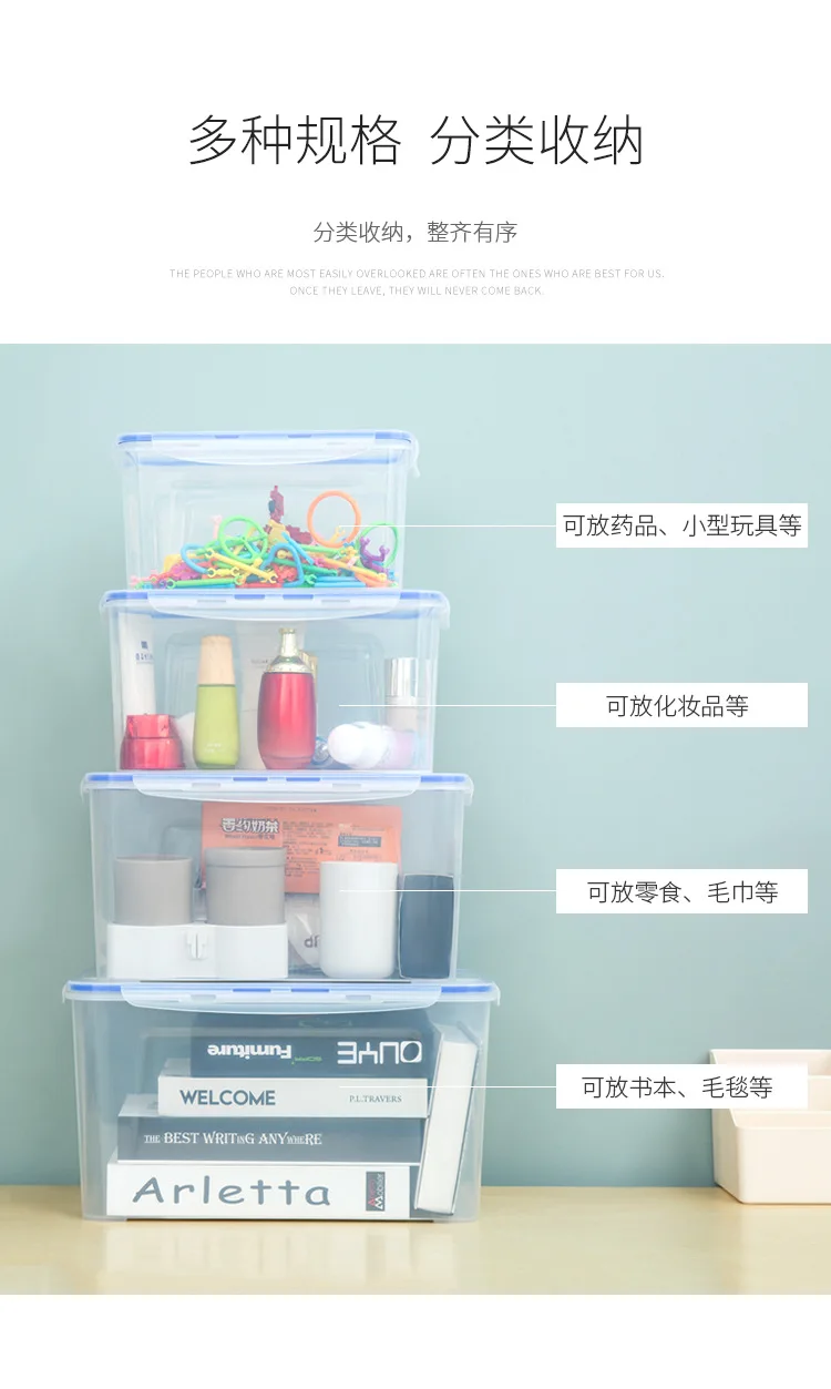 Multi-functional Plastic Storage Box Portable Belt Sealing Ring Storage Finishing Box Four Specification Kitchen Food Preservati