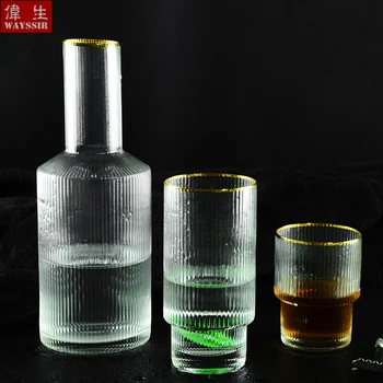 

Nordic Crystal Glass Cool Water Pot Hand Drawing Gold Line Fruit Juice Cup Restaurant Hotel Wedding Party Tableware Mug Kettle