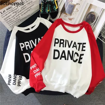 

Hoodies Women Letter O-Neck Simple All-match Students Womens High Quality Female Trendy Leisure Lovely Streetwear Sweatshirts