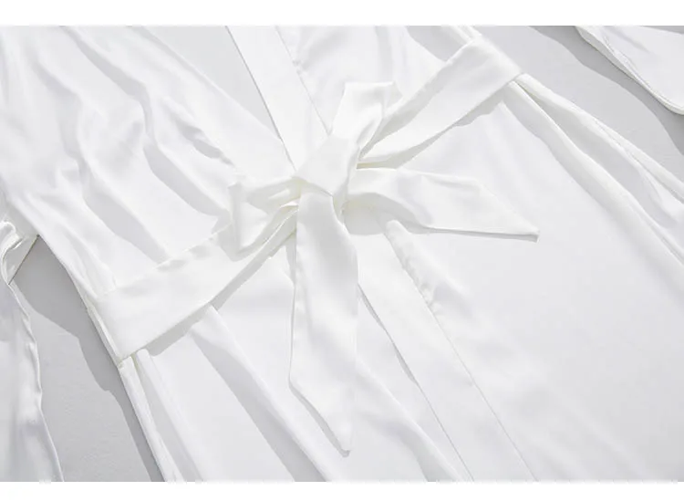 CINOON 3Pcs Women Sexy Silk Nightgown Embroidery Lace Bath Gown Nightdress Summer Sleepwear Wedding Night Dress Robe With Belt (53)