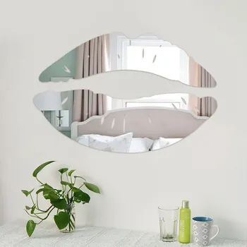 

Lips Kiss Crystal Acrylic Mirror Decorative Sticker 3D Wall Sticker Wall Decal Home Decor Home Decoration