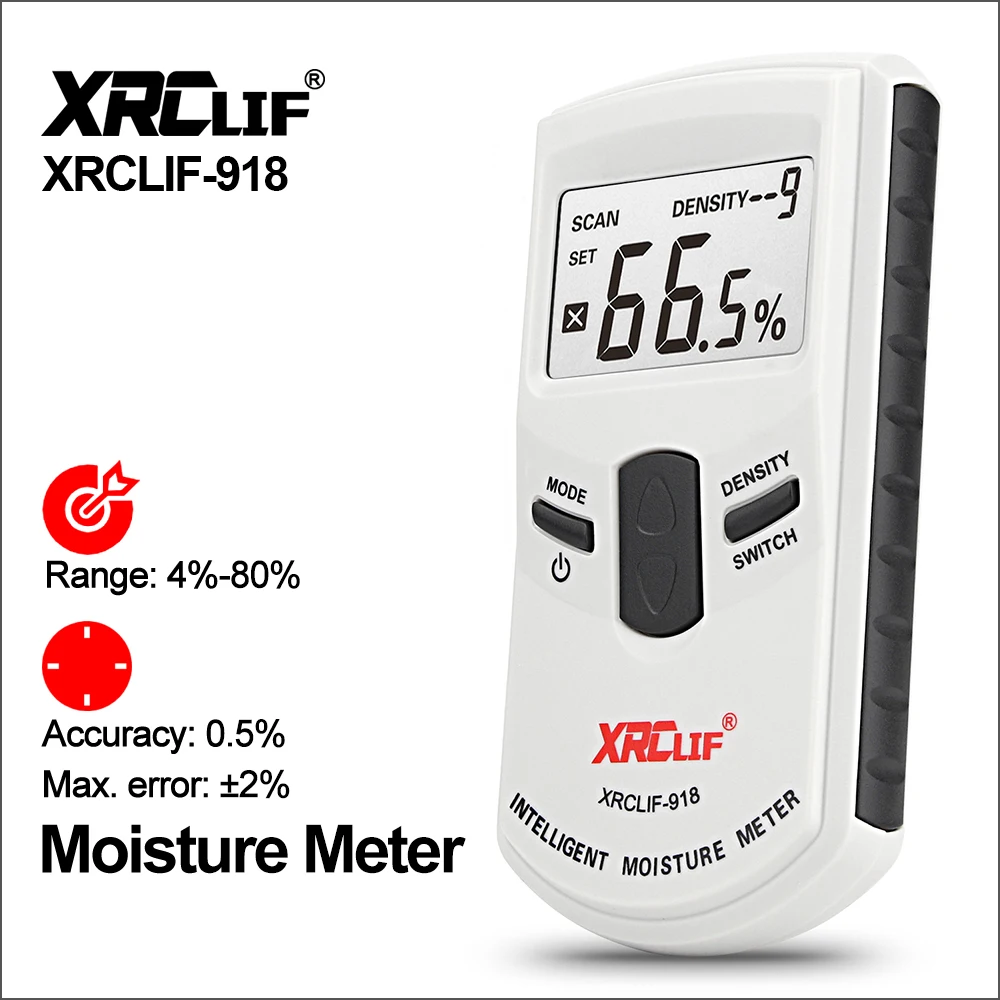 

XRCLIF Digital Wood Moisture Meter Pinless Timber Moisture Meter Inductive Intelligent Lumber Hygrometer Humidity 4%-80% Damp