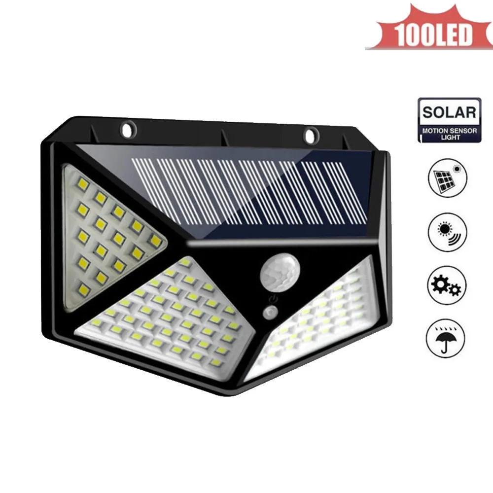 

Solar 100 LEDs Dark Sensor Solar Light Solar Lamp Light Spotlight Wall Lamps Floodlight Outdoor Emergency Flood Light 4 sided 27