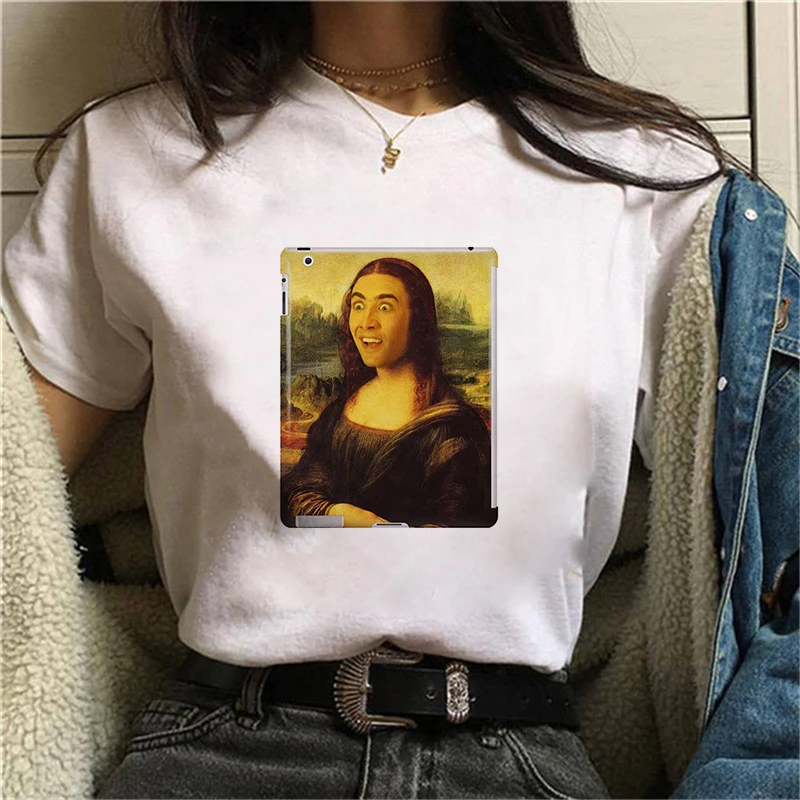A wonderful tour of Mona Lisa T shirt Women Summer Casual Harajuku Girl Print Graphic T-shirt Short Sleeve Women Top