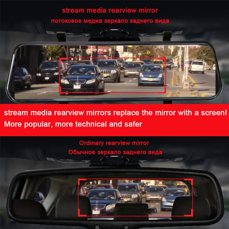 Jiluxing 1" FHD 1080P Автомобильный видеорегистратор с функцией ночного видения автомобильные камеры зеркало двойной объектив Авто видео рекордер сенсорный экран зеркало заднего вида
