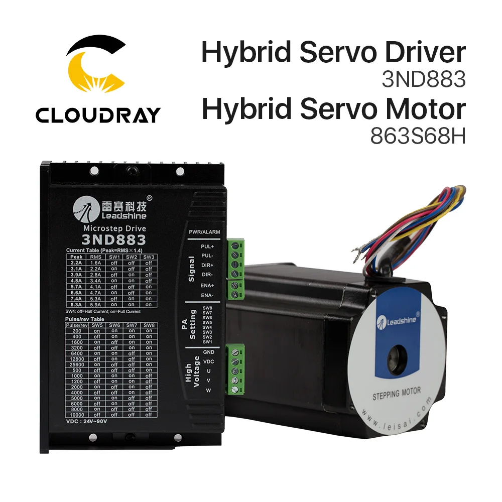 Cloudray Leadshine ЧПУ лазерного шагового двигателя 863S68H + шаг водитель 3ND883 для Co2 лазерной резки/гравировки машин