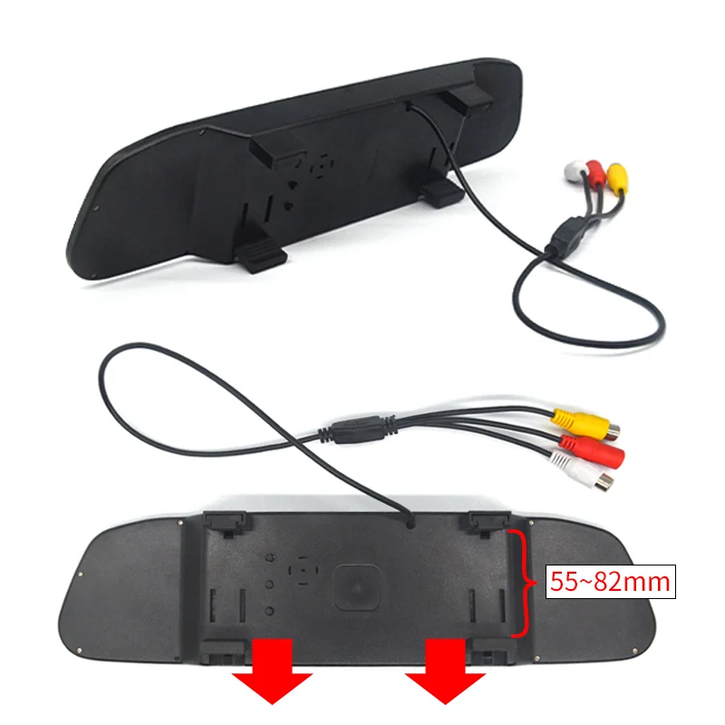 Hippcron Car Rearview Mirror Monitor 4.3 Or 5 Inch HD Video Auto Parking Monitor for Night Vision LED Reversing Cameras