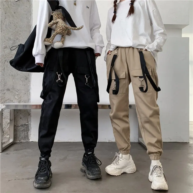 

COUPLE'S Bib Overall Men And Women Trend Loose-Fit Wide-Leg Ankle Banded Pants Students Hong Kong Style Cargo Casual Skinny Pant