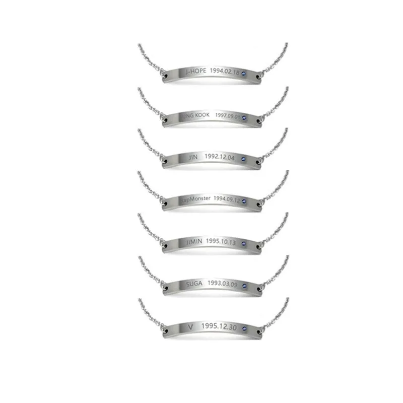 Kpop Bangtan браслет серебро Нержавеющая сталь начальные браслеты с шармом имя письмо ювелирные изделия аксессуары лучшие друзья подарок