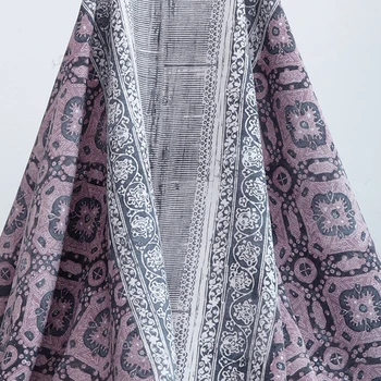 

140CM Wide 18MM Geometry Print Gray Purple Silk Crepe de Chine Fabric for Summer Dress Jacket Pants C054