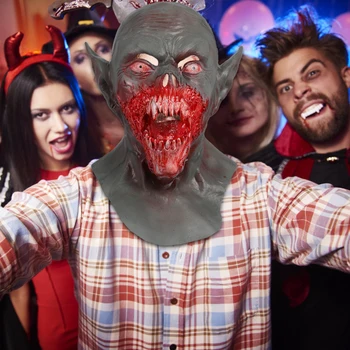

halloween Rave Purge Costume Zombie Demon Latex Scary Vampire Skull Mask Horror Cosplay Realistic Airsoft Dress 2019