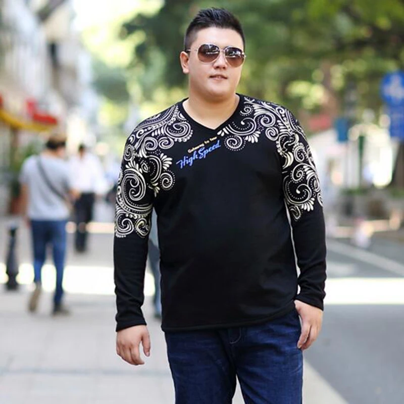 Мужская свободная футболка с длинным рукавом размеры до 5XL|fashion t shirt|t shirtt shirt fashion |