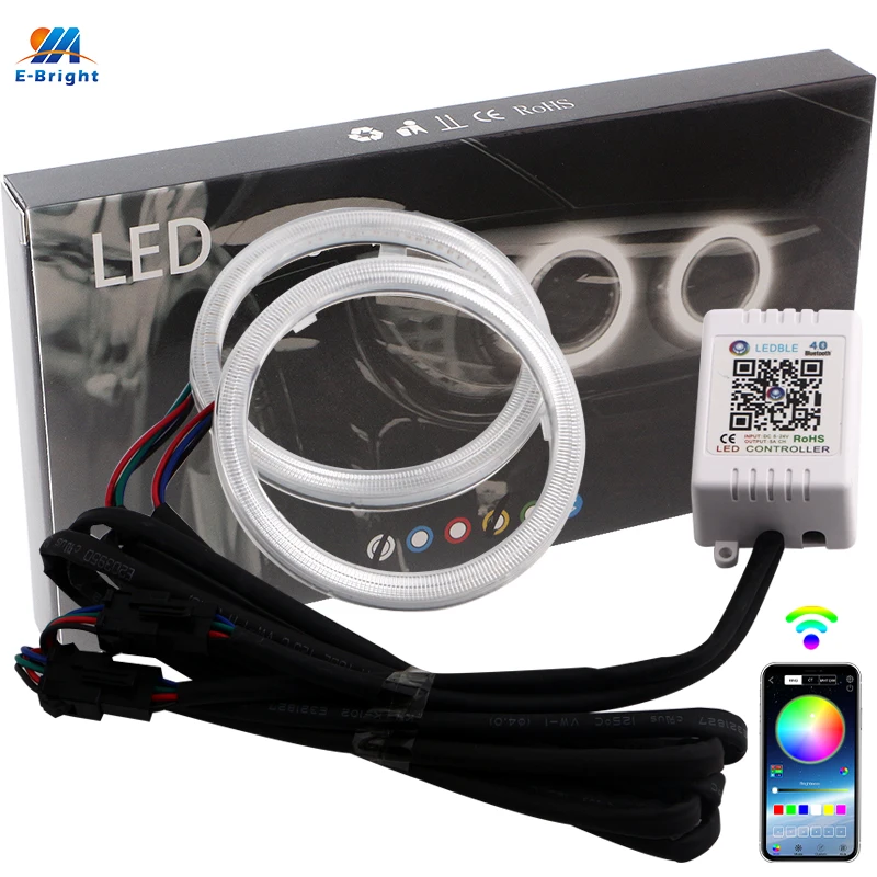 2PCS/Set Car Halo Rings RGB APP Bluetooth Angel Eyes Wierless