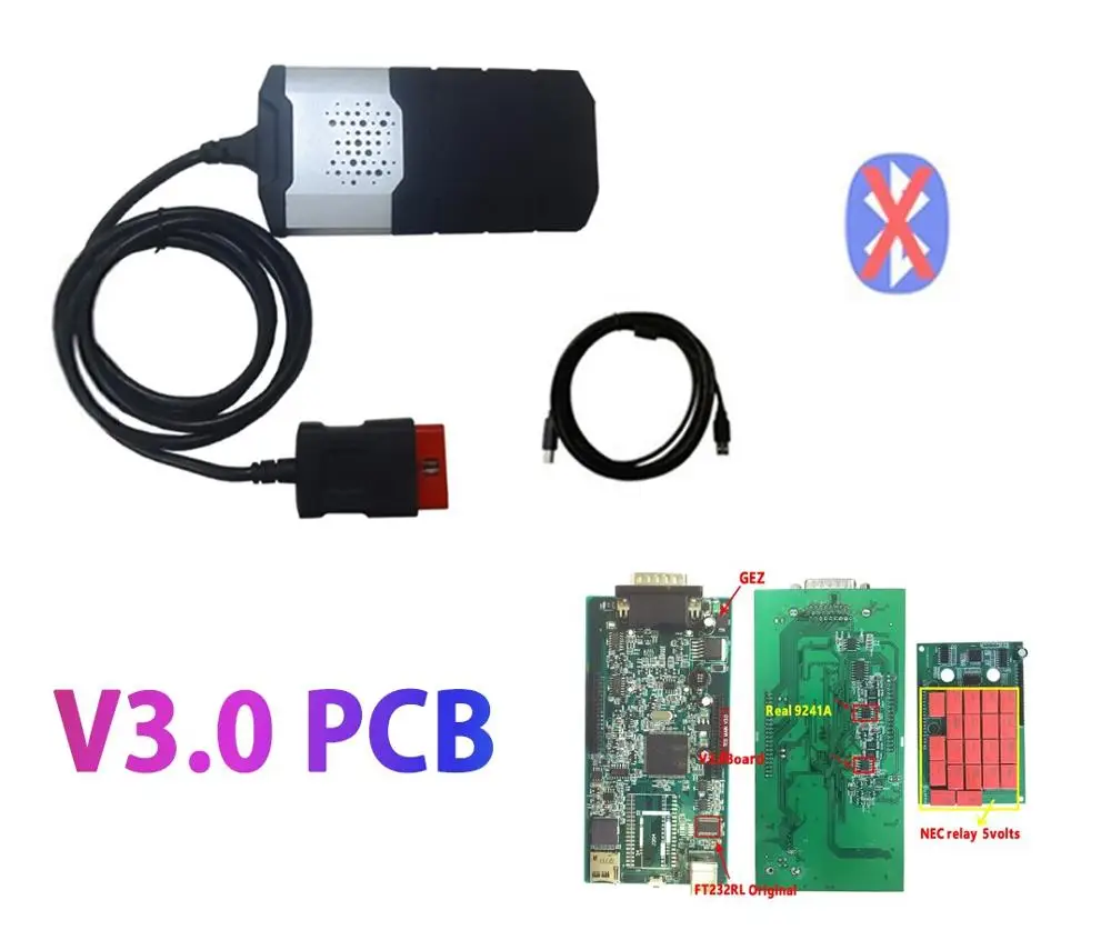 no bluetooth Лучший V3.0 PCB obd2 сканер VD DS150E CDP. R0 keygen bluetooth диагностический инструмент для delphis autocome 8 шт. автомобильных кабелей - Цвет: no bluetooth