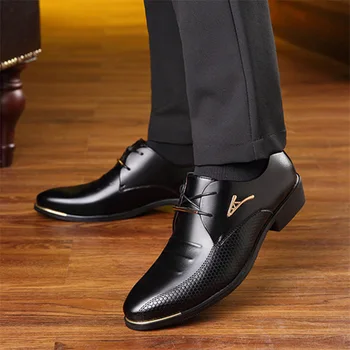 

New Oxford Shoes for Men Fashion Leather Shoes Casual Business Office Formal Men Shoes Lace Up Wedding Party Dress Shoes
