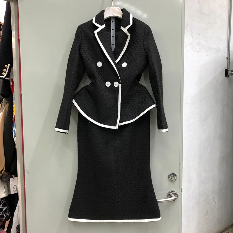 

European Style Tweed Dress Set Woman Small Fragrant Wind Temperament Skirts Suit Women's New Spring Outfit Jacket + Hip Skirt