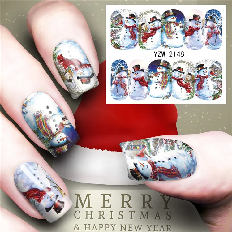 BearPaw, Женская рождественская наклейка для ногтей, зимняя Рождественская наклейка для ногтей, для старца, снежинки, аппликация для ногтей, для начинающих, сделай сам, ультратонкое ювелирное изделие - Цвет: 2