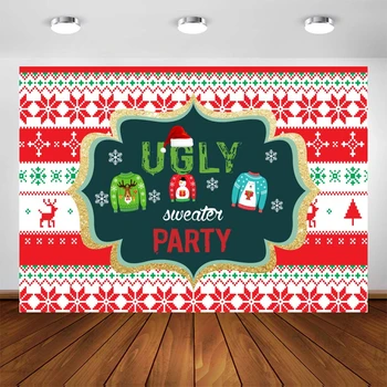 

Yeele Christmas Party Banner Decoration Cloth Ugly Sweater Dress Photographic Backgrounds Photography Backdrops For Photo Studio