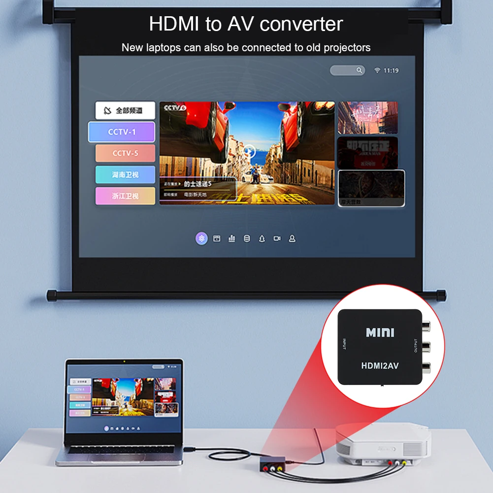 Адаптер HDMI в AV/RCA CVBS HD 1080P видео L/R аудио RCA преобразователь HDMI2AV поддержка NTSC PAL для