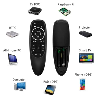 

G10S Pro Air Mouse Voice Control USB 2.4 G Remote Control Smart Voice Support Six-axis Gyro LED Backlight
