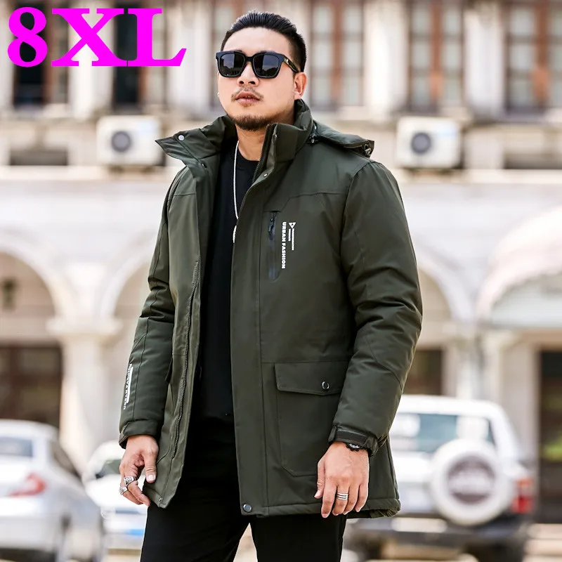 Новинка 8XL 7XL 6XL размера плюс Мужская зимняя высококачественная Парка черная