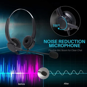 

Mute Wired Headset Call Center USB Headset Noise Cancelling USB Call Center Headset with Microphone