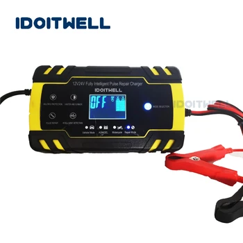 

12v 24v Automatic Car Battery Charger AGM GEL WET fast charger 12V 8A 24V 4A Intelligent Pulse Repair lead acid battery charger