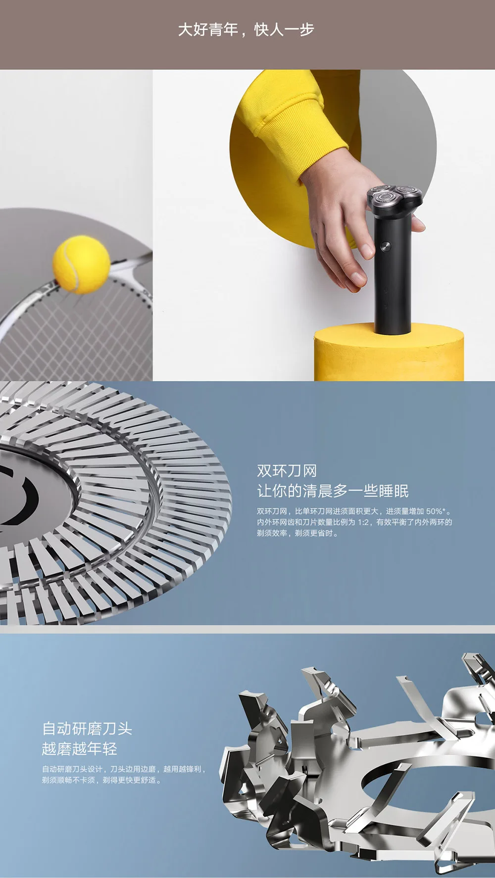 Original Xiaomi Mijia Electric Shaver S300 Black Smart 3D Floating Veneer Double Cutter Head IPX7 Waterproof Type-C Charging (11)