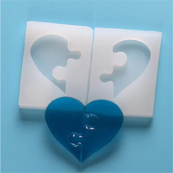 

Heart Shape Love Epoxy Resin Mould Puzzle Silicone Mold Casting For DIY Polymer Clay Jewelry Pendant Beading Decor