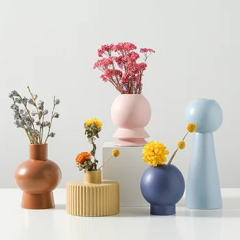 

Nordic Ceramic Vase Decoration Home Arrangement Flower Container Morandi Mini Flowers Bottle Plant Pot Wine Cabinet Ornaments