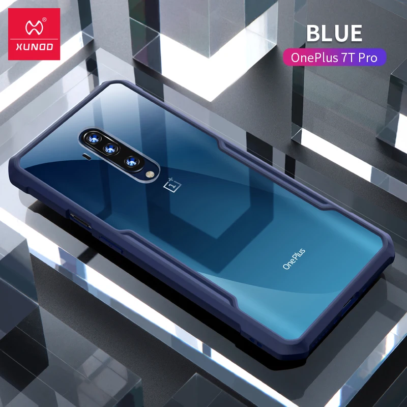 For Oneplus 7T Pro Case Original Ring Transparent Xundd Autidrop Protective Cover Airbag Bumper Case For One Plus 7 T Pro - Цвет: Blue color