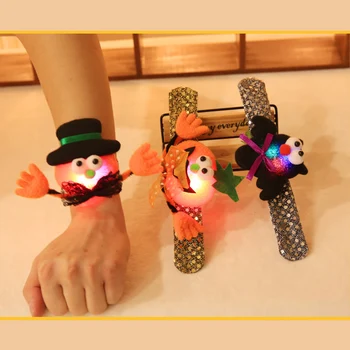 

3PCS Halloween Children Pumpkin Glow Bracelet Pat Ring Dance Show Dress Up Bat Sequins Glow Bracelet Decorative Party Supplies