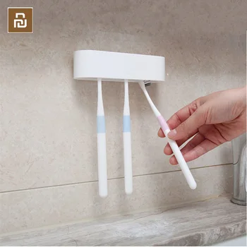 

Original Youpin Happy Life Bathroom storage Organizer Toothbrush Holder Wall Mount Rack Stand Adhesive Bathroom Products