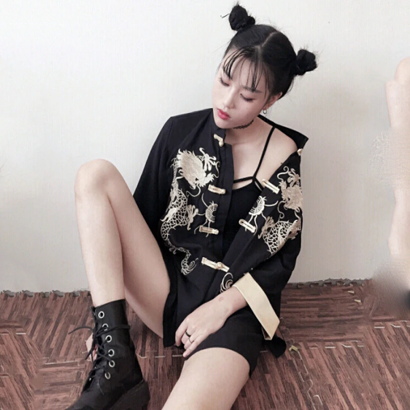 

Traditional Japanese Kimonos Cardigan Women Embroidery Dragon Retro Hanfu Tang Set Japanese Kimono Yukata Asian Clothes SL1318