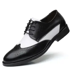 Мужские туфли-броги в стиле Дерби со шнуровкой в стиле пэчворк; итальянские Мужские модельные туфли с острым носком; деловой Свадебный