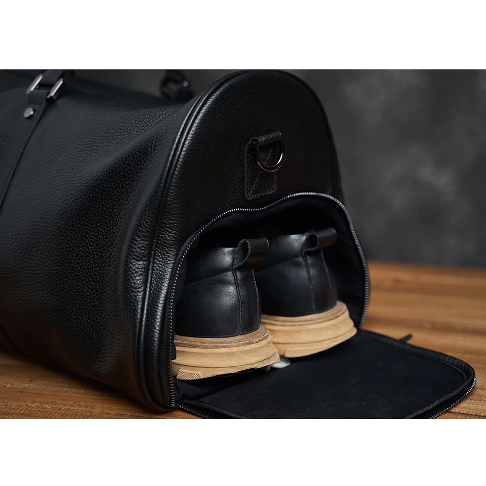 ZRCX Genuine Leather Men Women Travel Bag Soft Real Leather Cowhide Carry Hand Luggage Bags Travel Shoulder Bag Weekend travel bags