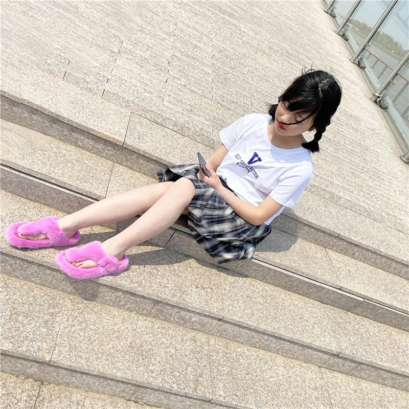 2010 New Men's And Women's Same Style Fur Slippers 100% High-Quality Mink Slippers Couple Slippers Flat Flip-Flops Mink Slippers